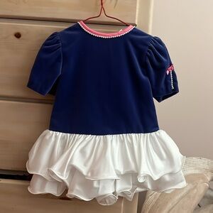 Vintage 1990s Isabella Blue White & Pink Babydoll Ruffle Dress Size Girls 3T